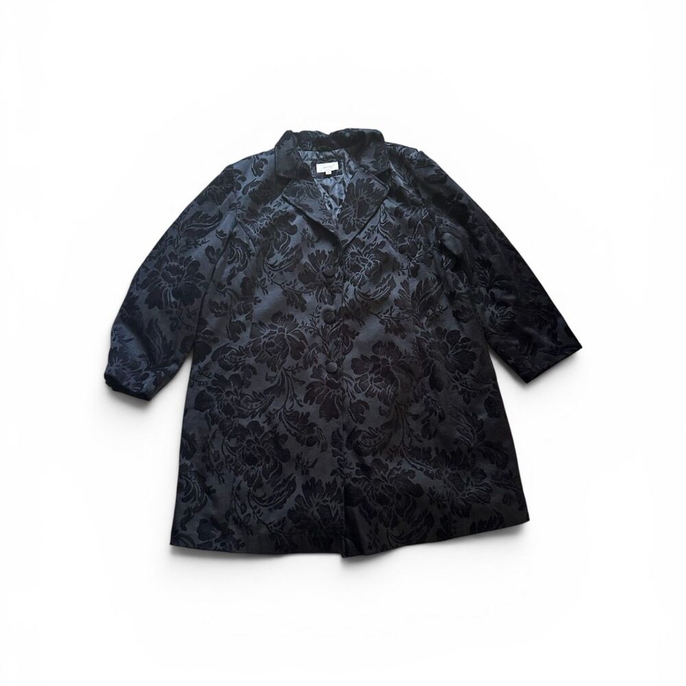 Merona Mid-Length Swing Coat 3X Plus Size Floral Jacquard Brocade Formal Jacket